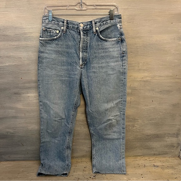 Agolde Denim - AGOLDE Los Angeles High Rise Button Fly Light Wash Jeans 30x22 Good Condition